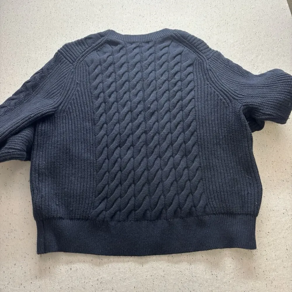 Banana Republic Cable Knit Crewneck Sweater Navy Blue Size XL
